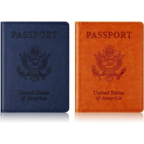 2 Pack Passport and Vaccine Card Holder, Passport Holder with Vaccine Card Slot
